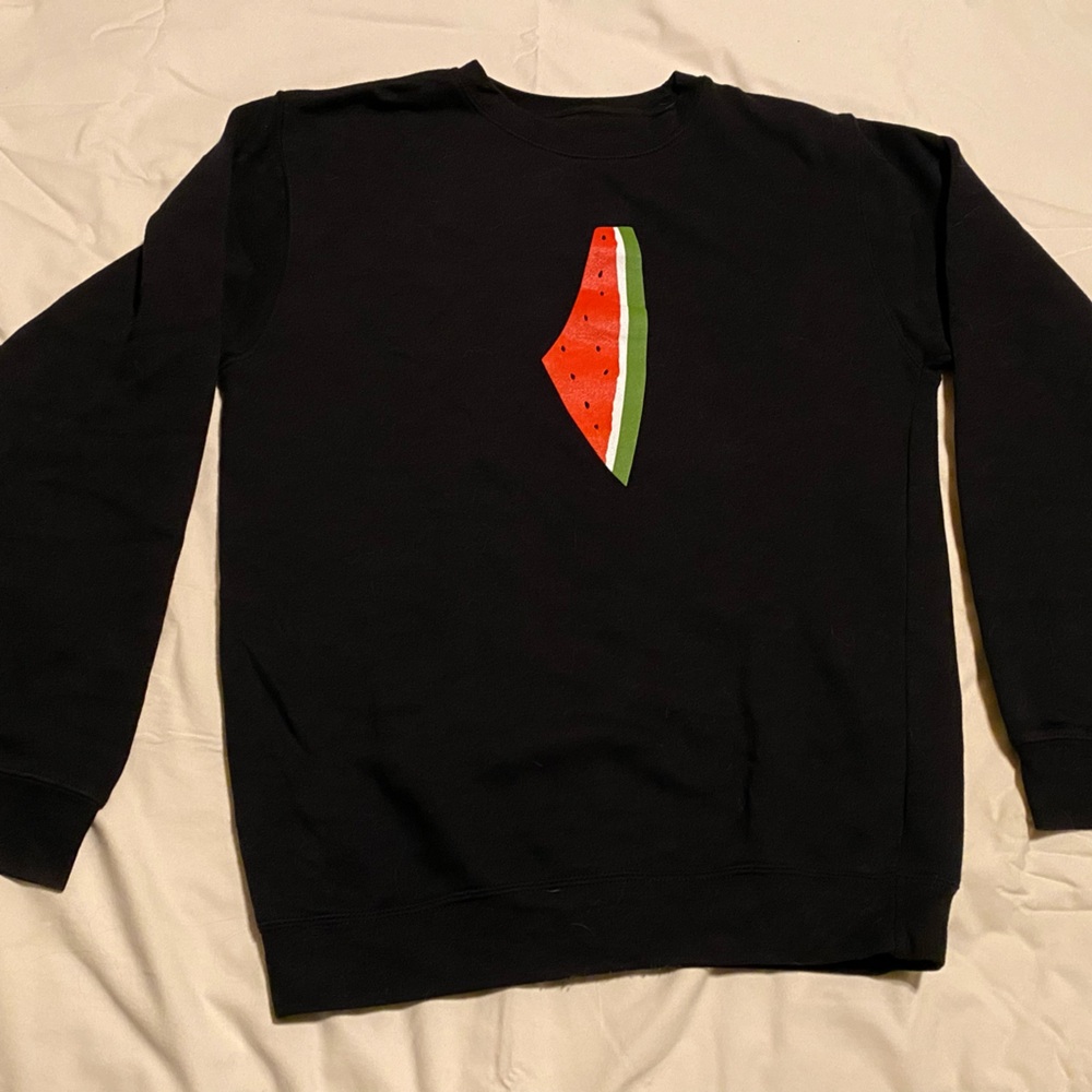 Black Sweatshirt with Palestine Watermelon